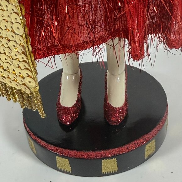 Nutcracker Village Flapper Figurine Red Dress Faux Fur Shawl Vintage - Picture 12 of 15